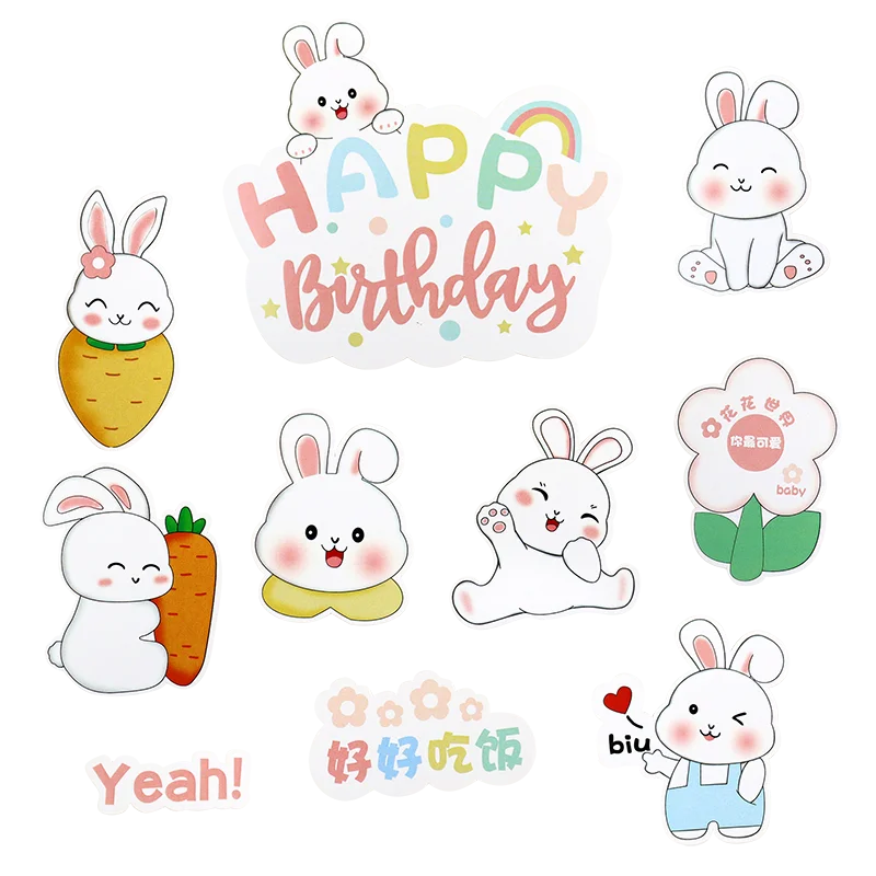 Bunny Cake Topper - Happy Birthday Kid Party Decor