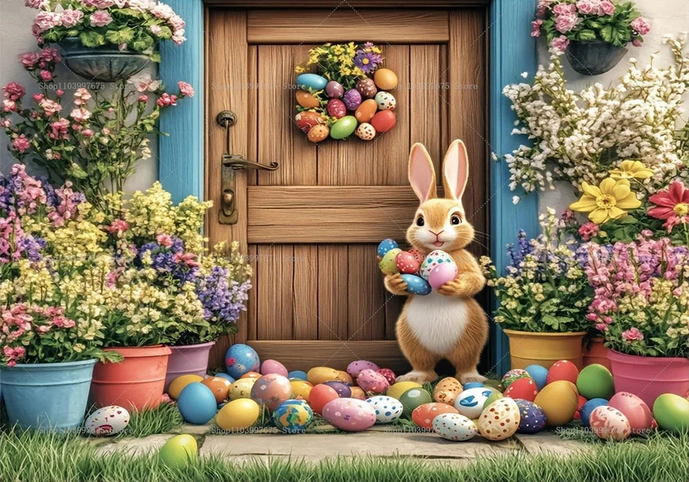Easter Rabbit Backdrop - Spring Party Decor
