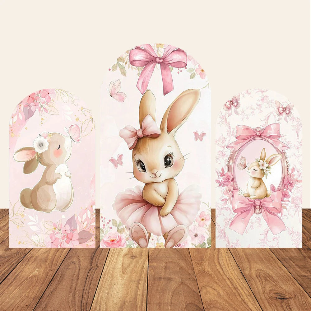 Easter Bunny Birthday Arch Backdrop - Girl Party Decor