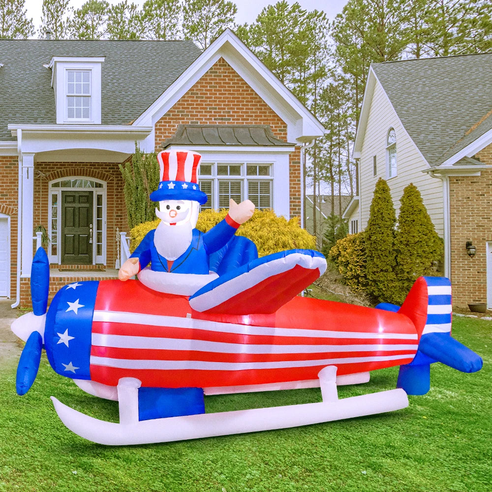 Patriotic Inflatable Plane - American Flag Decor Red White Blue