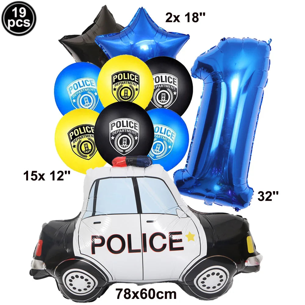 Police Car Balloons - Fun Kids Party Decorations