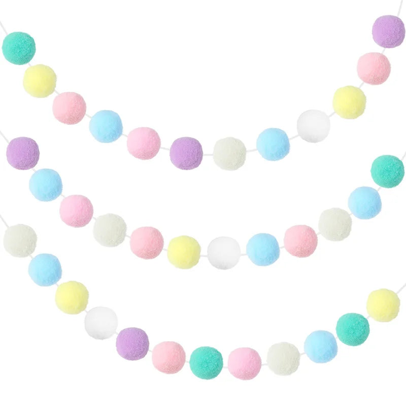 Easter Pom Pom Garland - Birthday Party Decor 50pc