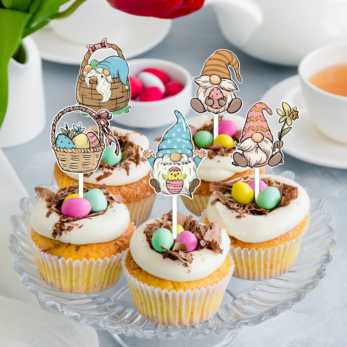 Easter Bunny Cupcake Toppers - Easter Party Decor 12pc