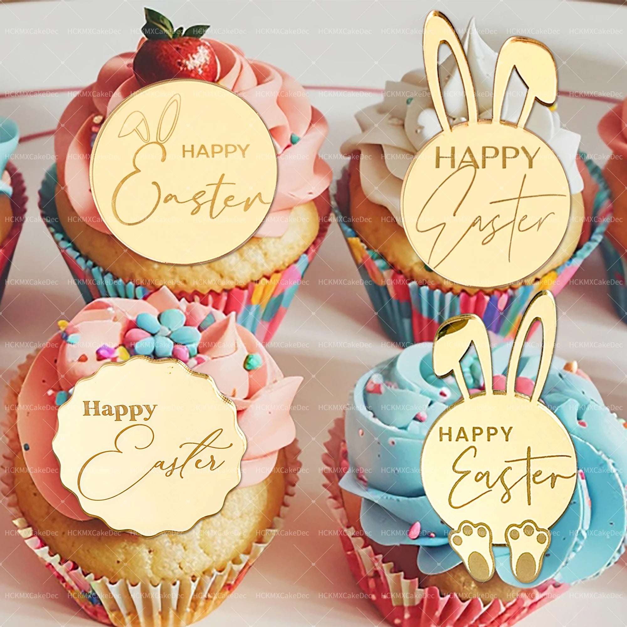 Easter Cupcake Toppers - Rabbit Cake Decor 5pc