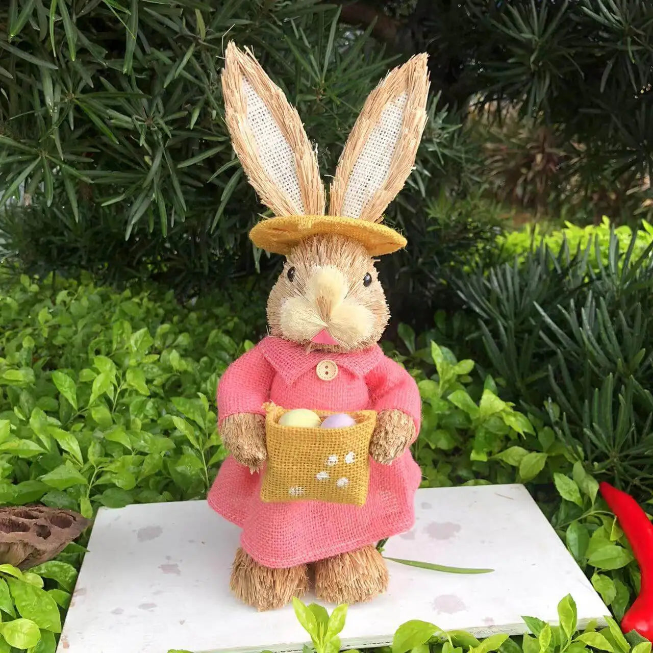 Easter Bunny Straw Figure Decoration - Easter Home Decor 35cm