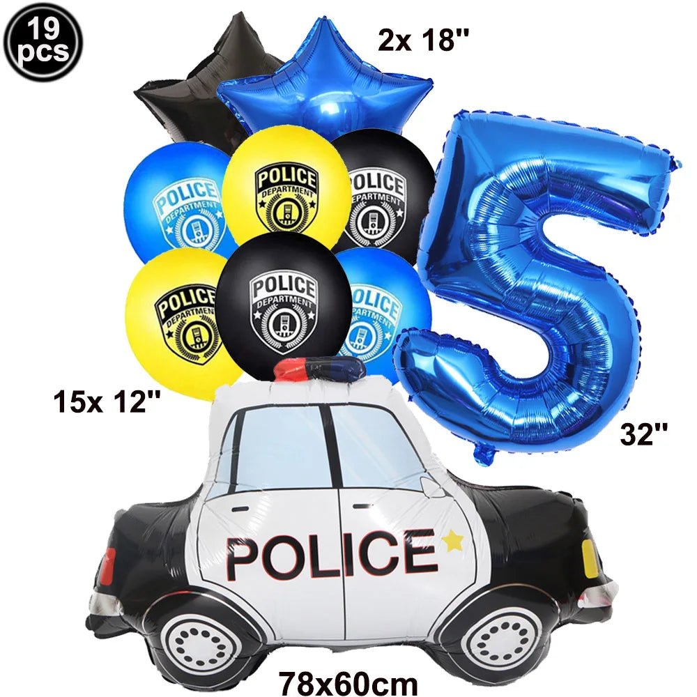 Police Car Balloons - Fun Kids Party Decorations