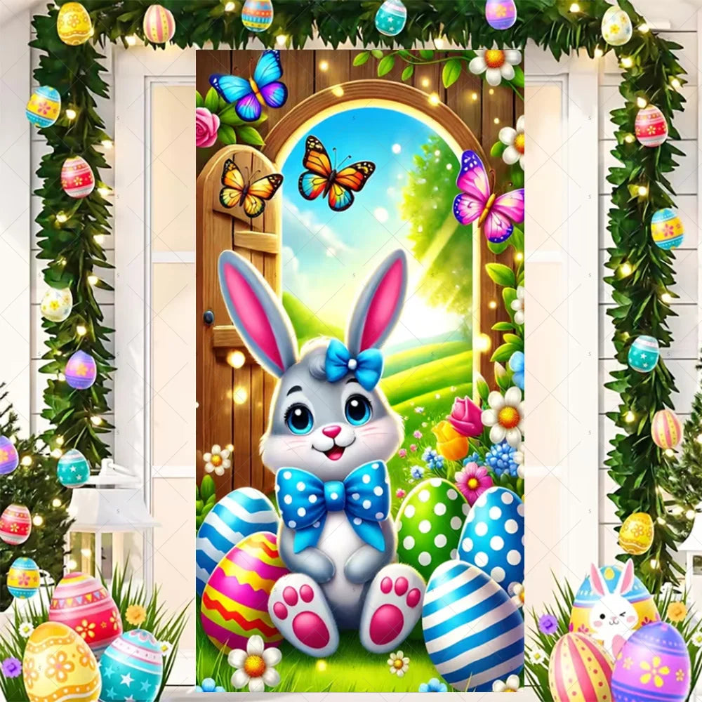 Easter Bunny Door Cover - Spring Garden Party Decor