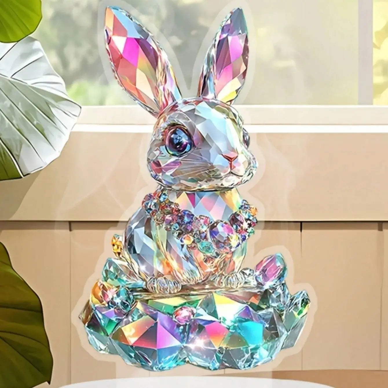 Easter Bunny Crystal Figurine - Home Decor 1pc