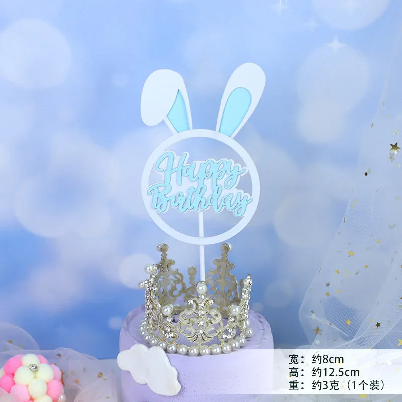 Bunny Cake Topper - Happy Birthday Kid Party Decor