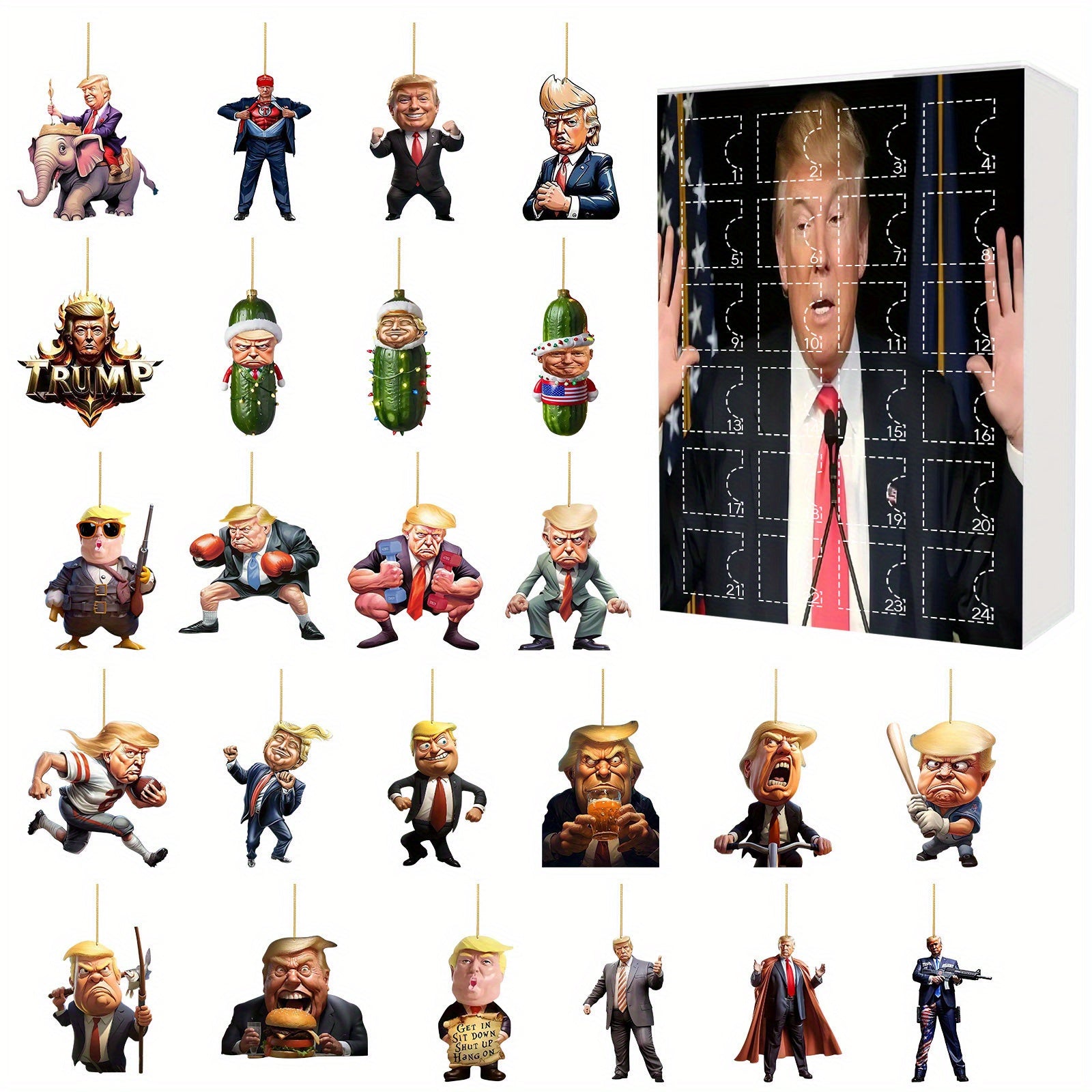 Trump Themed 24-Day Advent Countdown Calendar - Holiday Decor