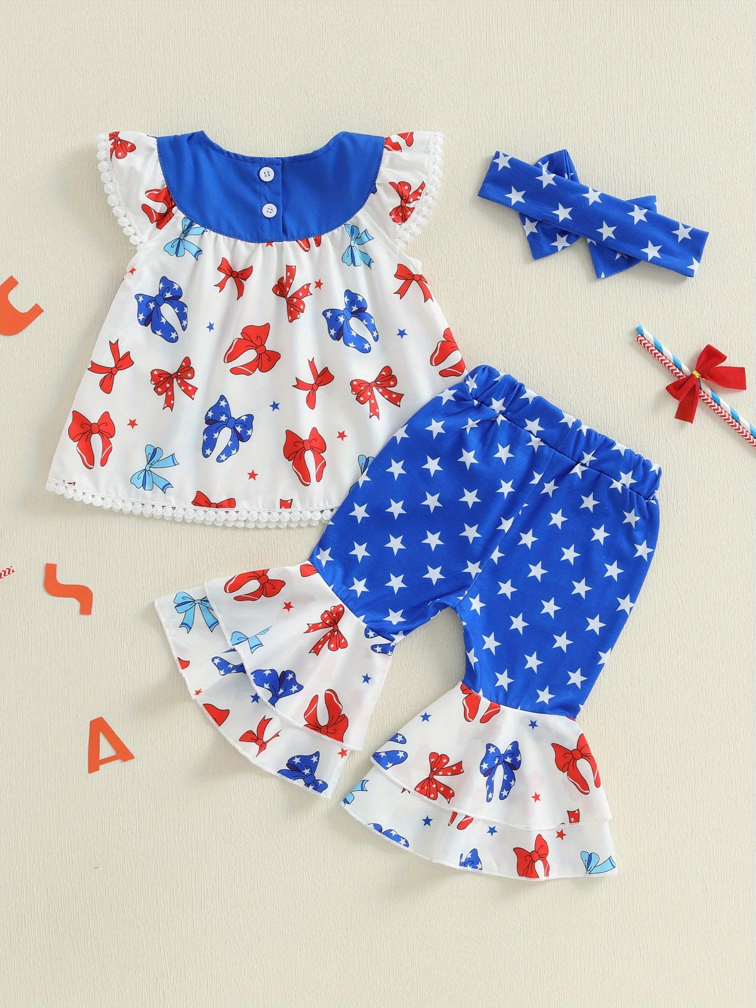 4th July Baby Outfit - Red White Blue Toddler Set