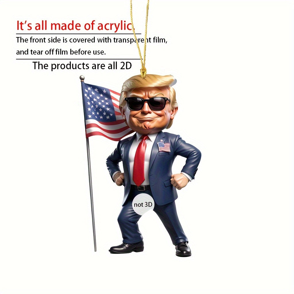 Acrylic Trump Caricature Pendant - Holiday Hanging Ornament