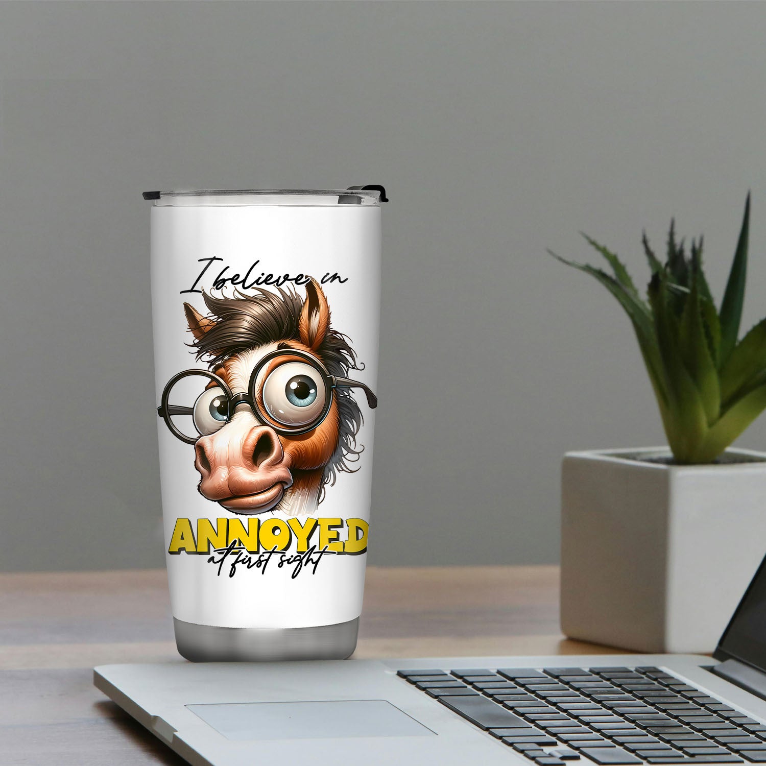 20oz Horse Print Stainless Steel Tumbler - Leak Proof Insulated Mug