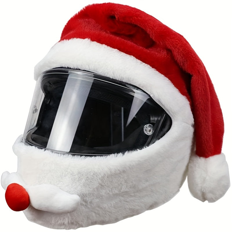 Motorcycle Helmet Santa Hat Fabric Cover - Universal Holiday Fit