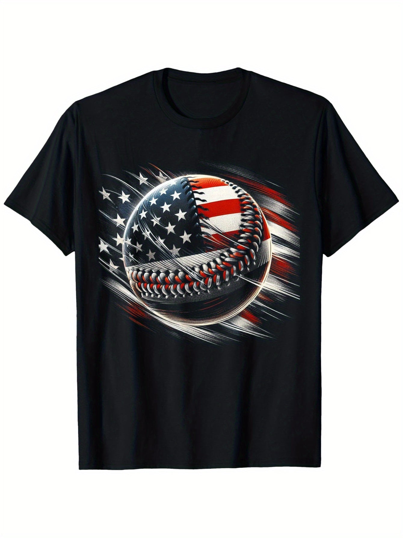 Boys Patriotic American Flag Baseball T-Shirt - 100% Cotton Sports
