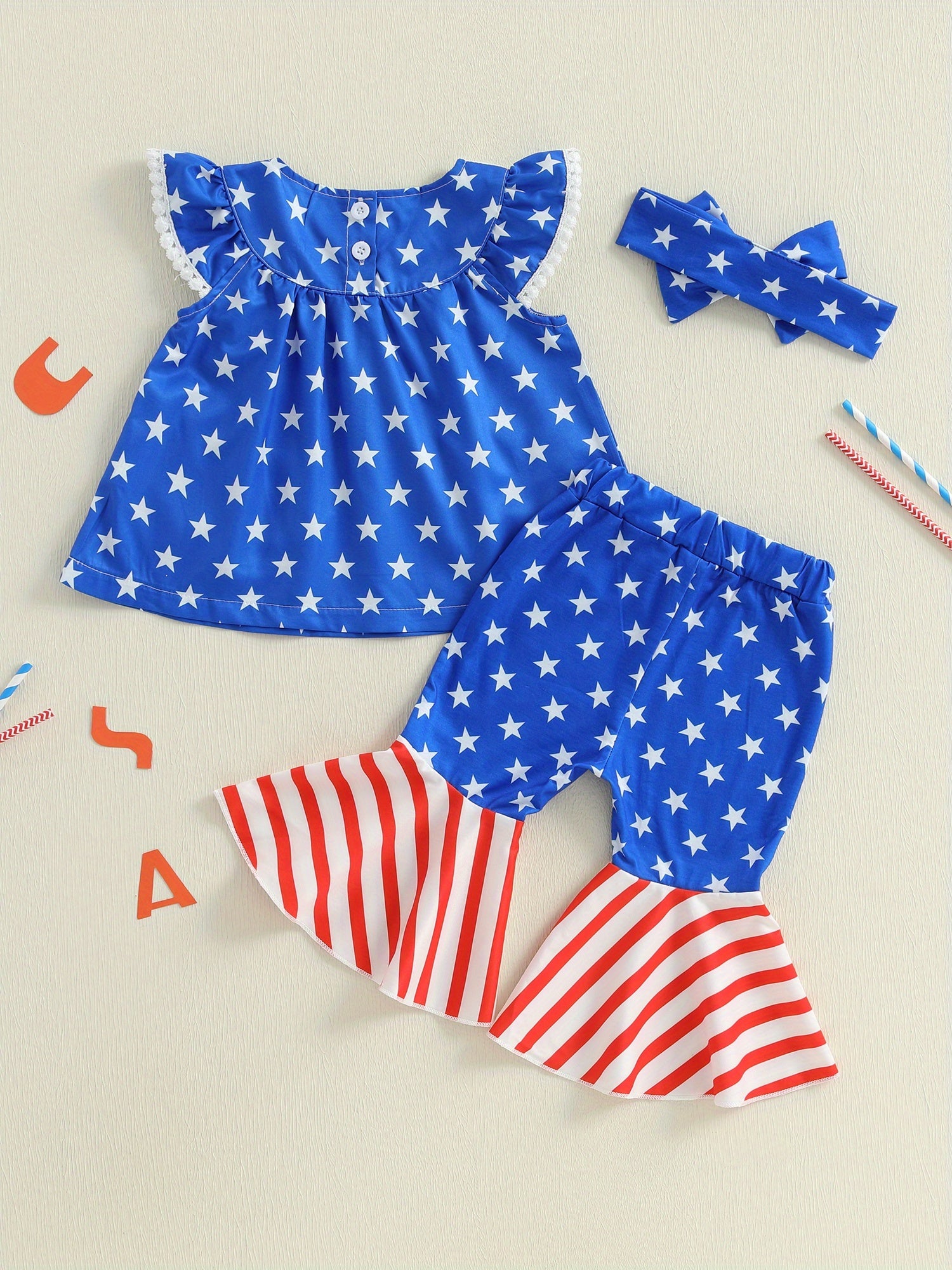 4th July Baby Outfit - Red White Blue Toddler Set
