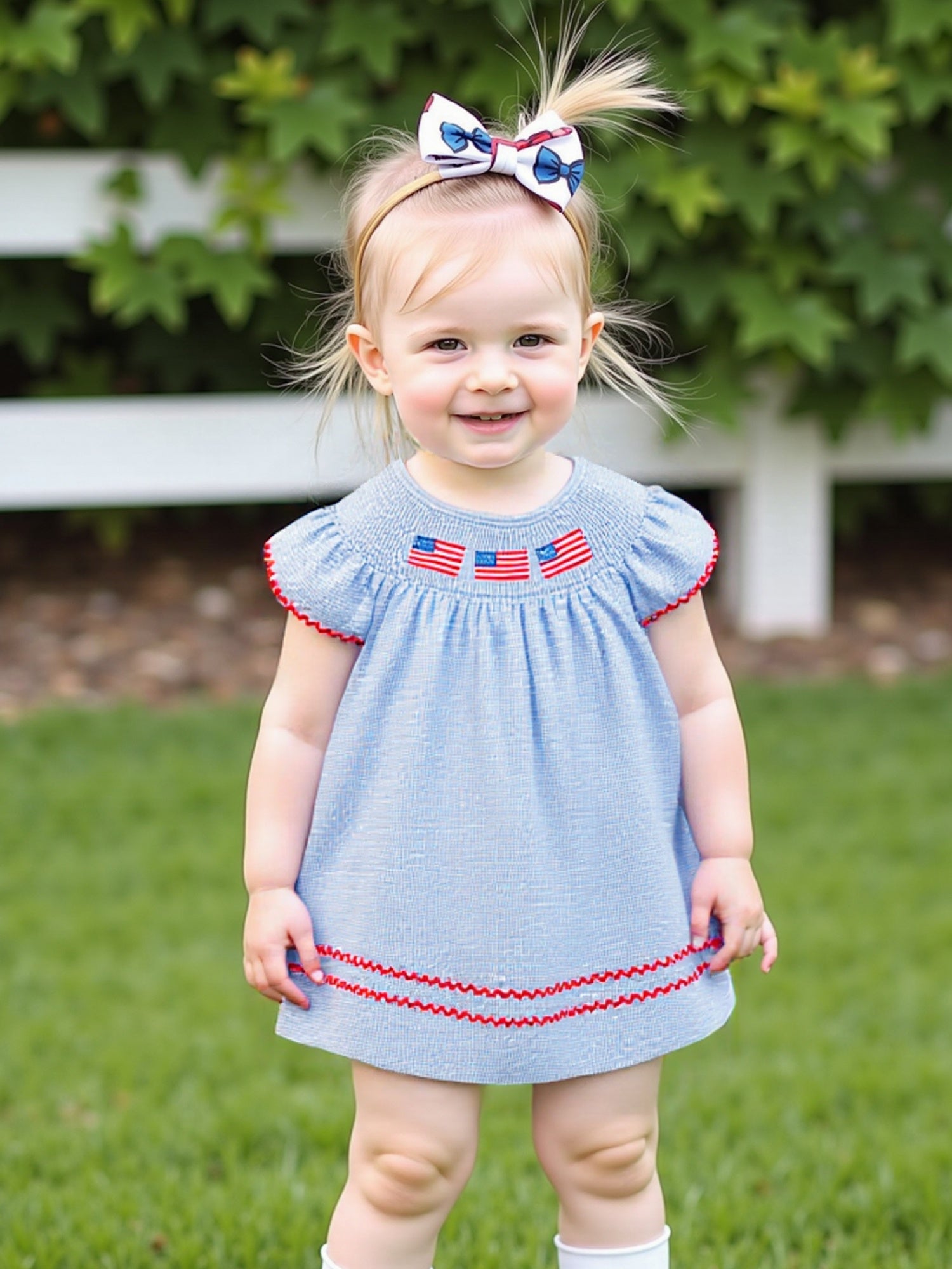 Patriotic Baby Dress - American Flag Red White Blue