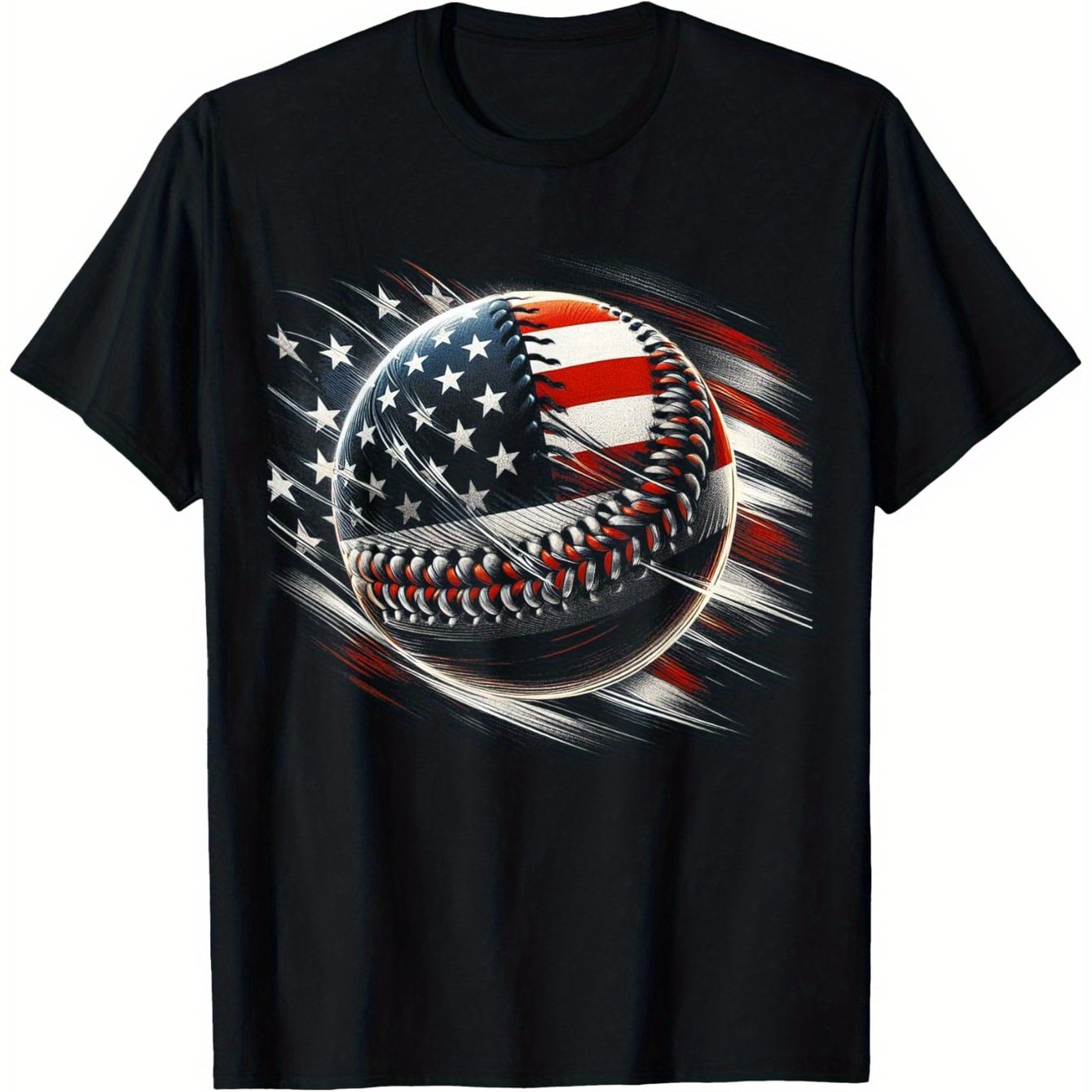 Boys Patriotic American Flag Baseball T-Shirt - 100% Cotton Sports