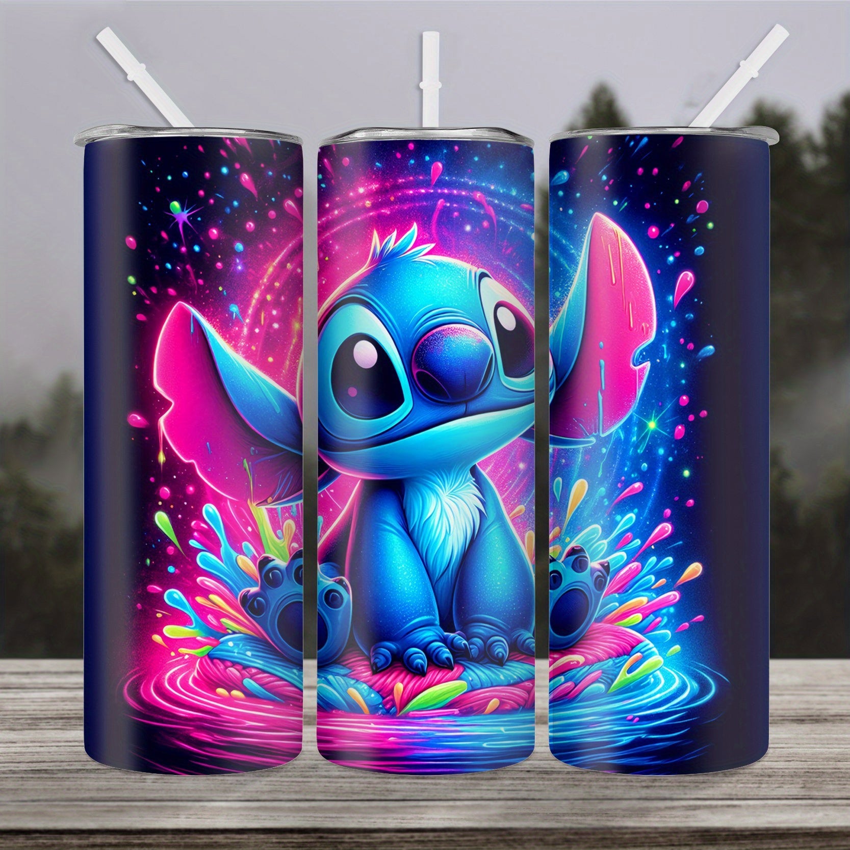 Stitch Cartoon 20oz Tumbler - Vacuum Insulated BPA Free with Straw