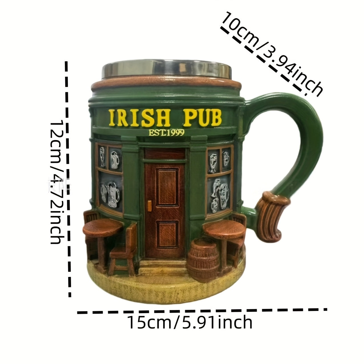Irish Tree Mug – Stainless Steel & Resin Shamrock Cup
