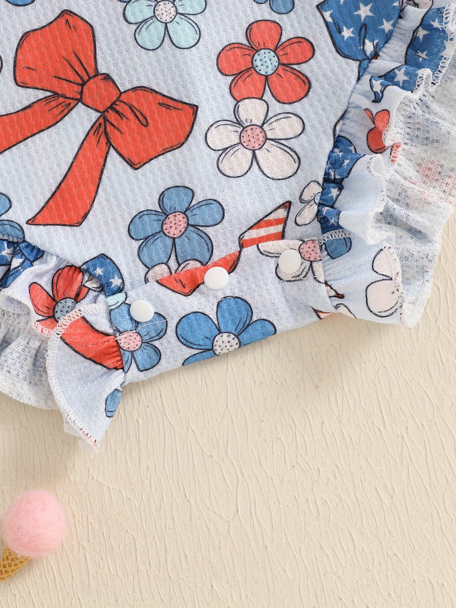 Patriotic Baby Romper - Red White Blue Stars