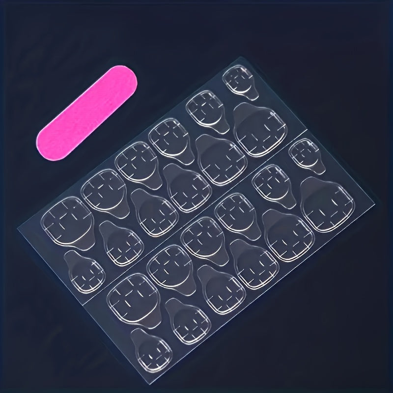 24pcs Patriotic Red White Blue Star Press-On Nails - Square Glossy