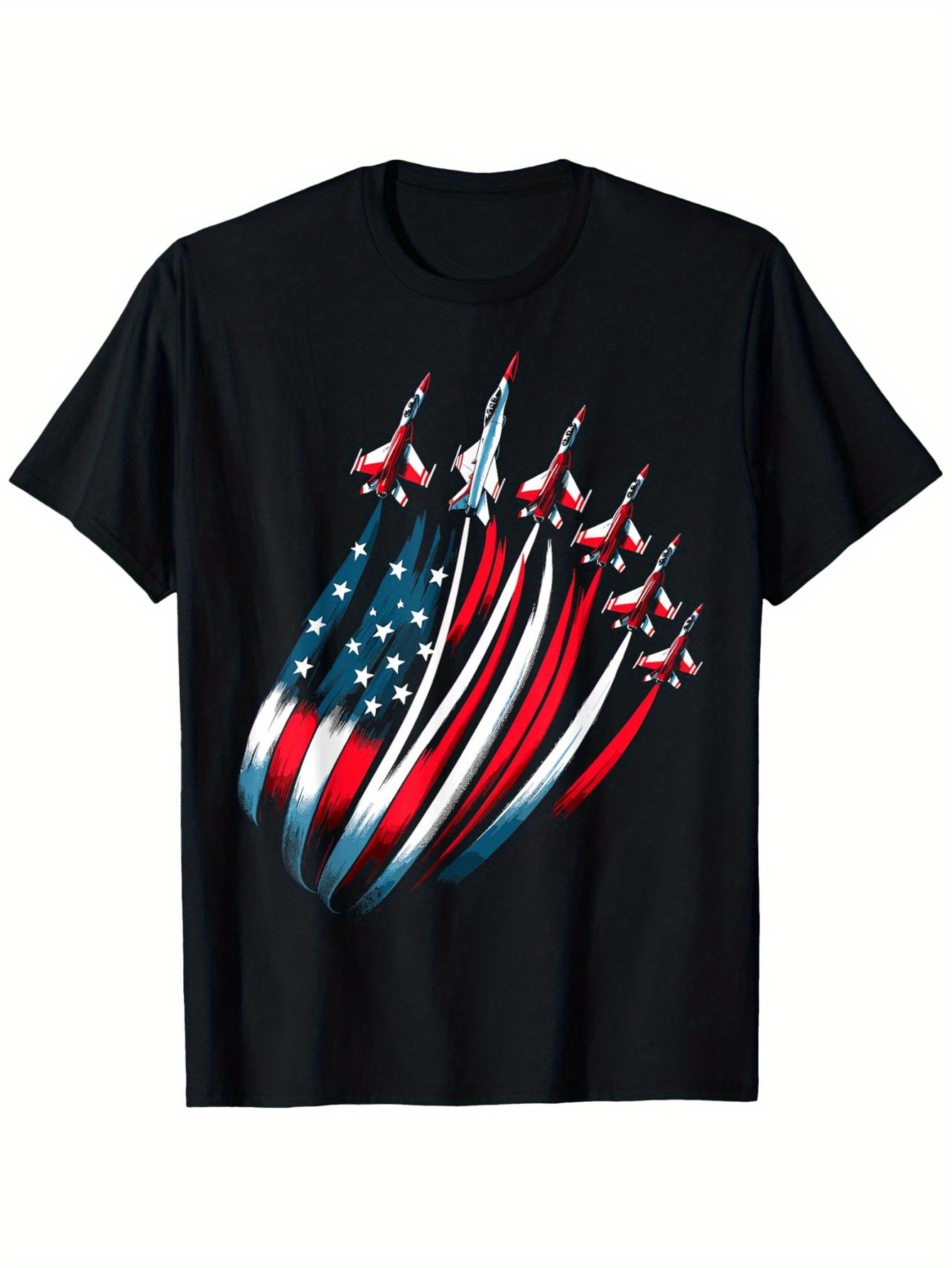 Patriotic USA Flag Fighter Jets Boys 4th of July T-Shirt