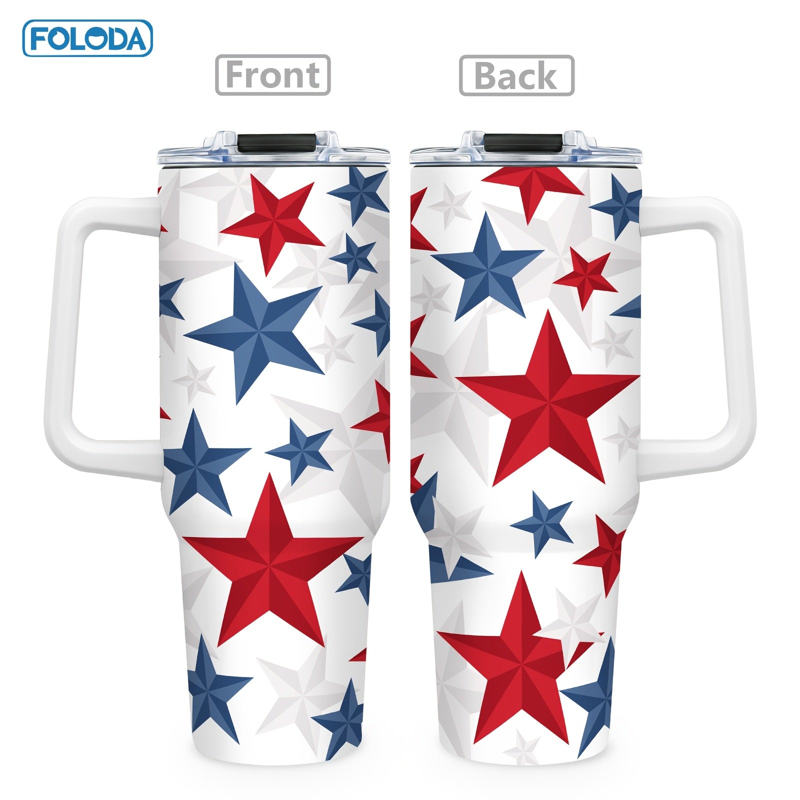 40oz Patriotic Flag Star Oval Tumbler - Leak Proof BPA Free