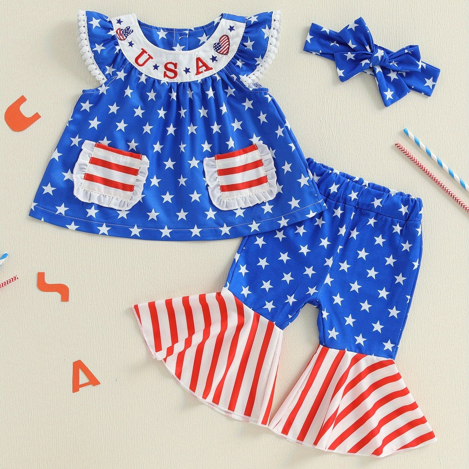 4th July Baby Outfit - Red White Blue Toddler Set
